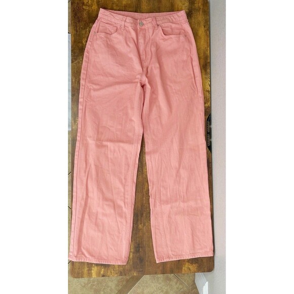 Shein Womens Pants Large Straight Feminine Flirty Pastel Soft Girl High Waist - Picture 3 of 15